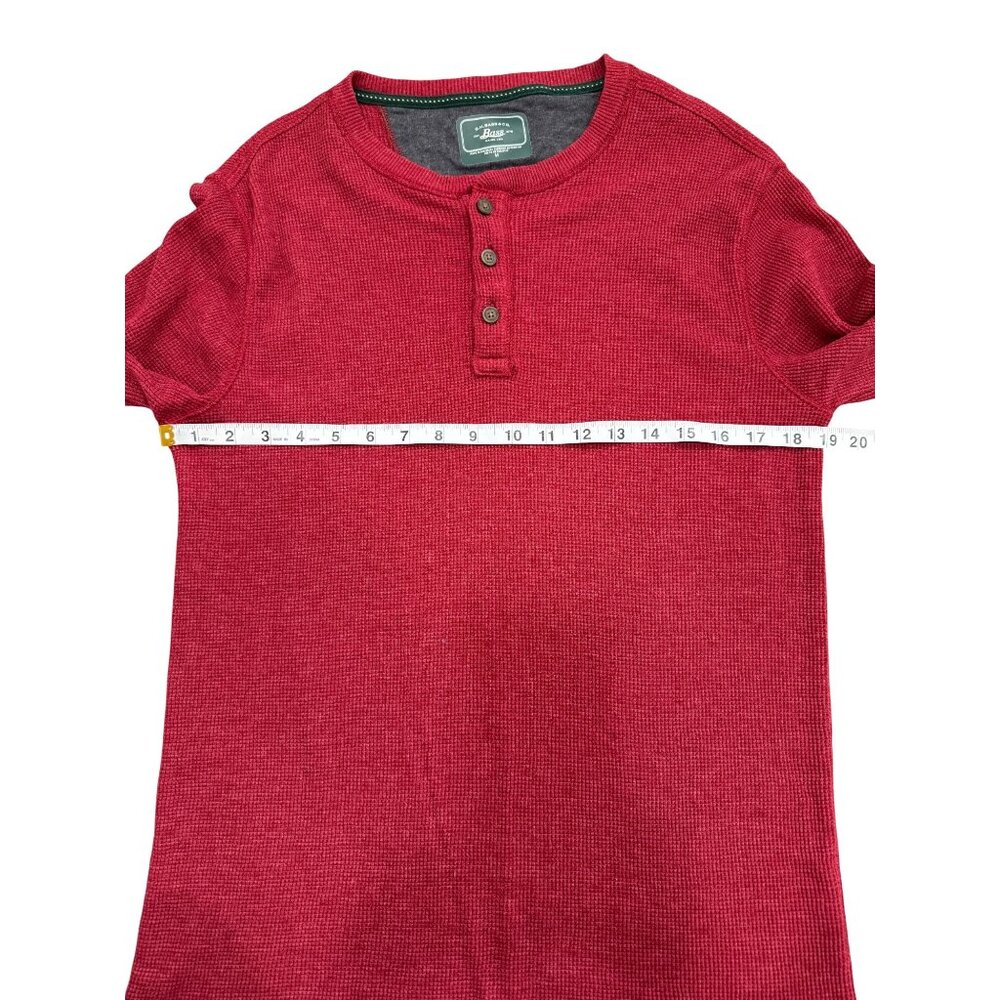 G.H. Bass & Co. Mens Red Long-Sleeve Henley Shirt Waffle Thermal Hiking Size M - Picture 5 of 6